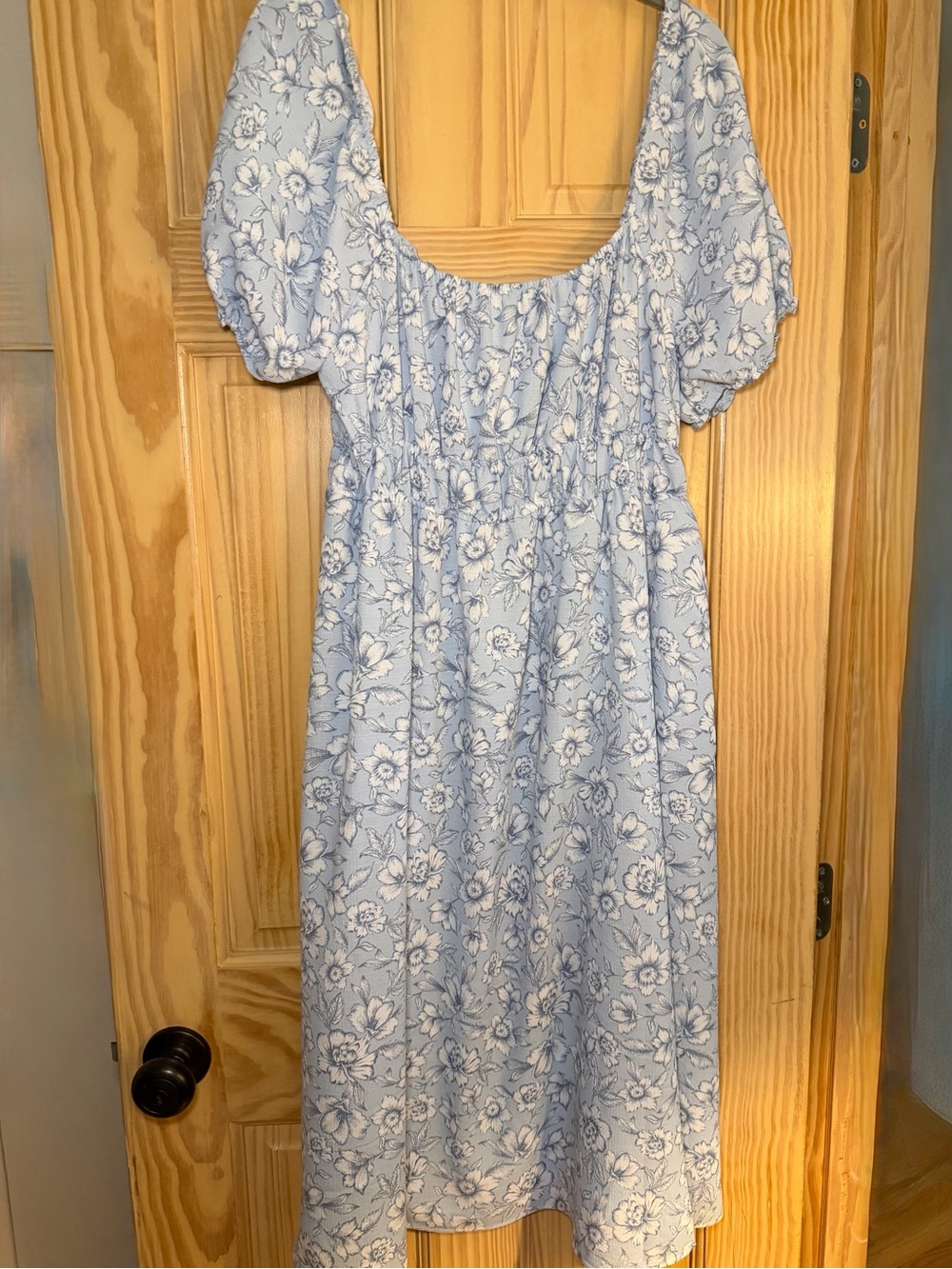 Powder Blue Floral Midi Dress - Picture 3 of 4